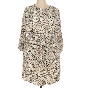 NWOT 11 Honore Women’s Viscose blend Tan Leopard Print Midi Dress.Size 20.